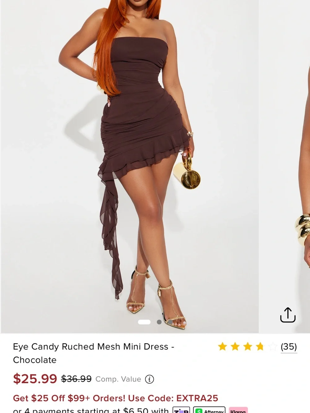 Fashion Nova Brown Asymmetrical Ruffle Wrap Skirt